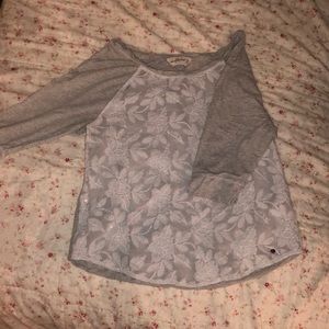 Women’s Medium A&F Lace Floral Sequined Gray Top